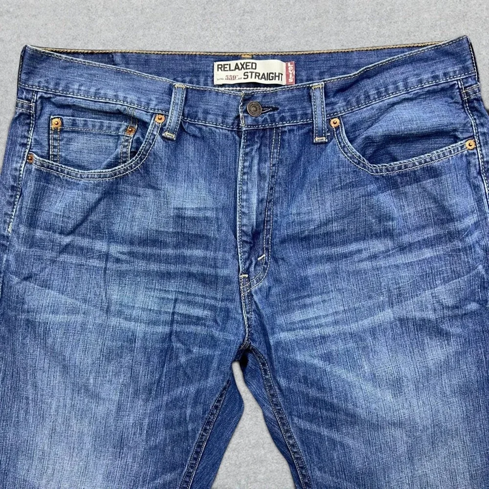 Levis 559 Jeans Mens 36x31 Blue Denim Distressed Relaxed Fit‎ Straight Leg Y2K